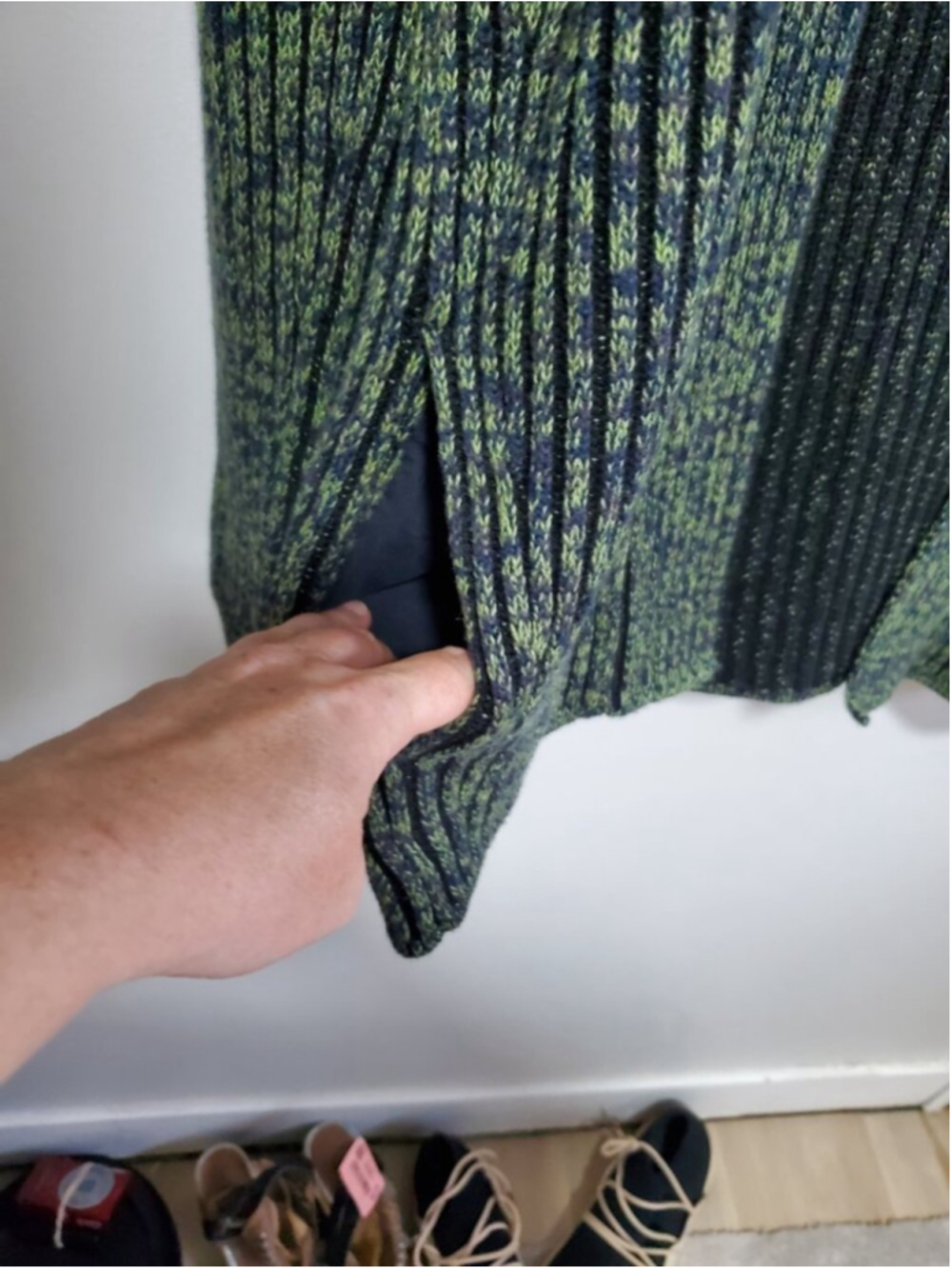 LULULEMON Cotton-Cashmere Blend Sweater Wrap Cardigan Green Sz 6 Ribbed Knit - Picture 5 of 10